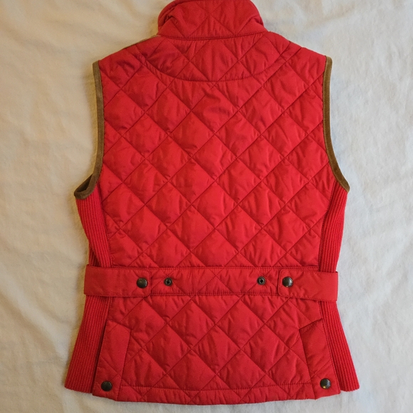 Polo Ralph Lauren Red Equestrian Quilted Vest Suede Trim Embroidered Crest - Picture 10 of 12